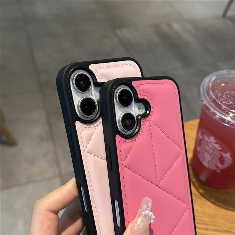 Down jacket Matte Leather Phone Case For iPhone 11 12 13 14 15 16 Pro Max Plus Protection Shockproof Silicone Cover