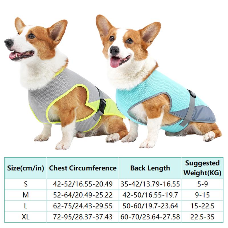Dog Cooling Vest Breathable Vest for Hot Summer Day Adjustable Lightweight Cooling Jacket with Reflective Strip Mesh Antiuv Vest