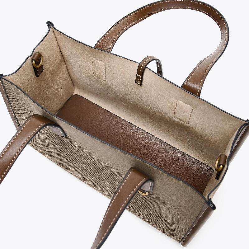 New Simple Casual Canvas Bag Women's Handbag Zipper Shoulder Bag 2025 Fashion Ladies Square Tote Shopping Bag
