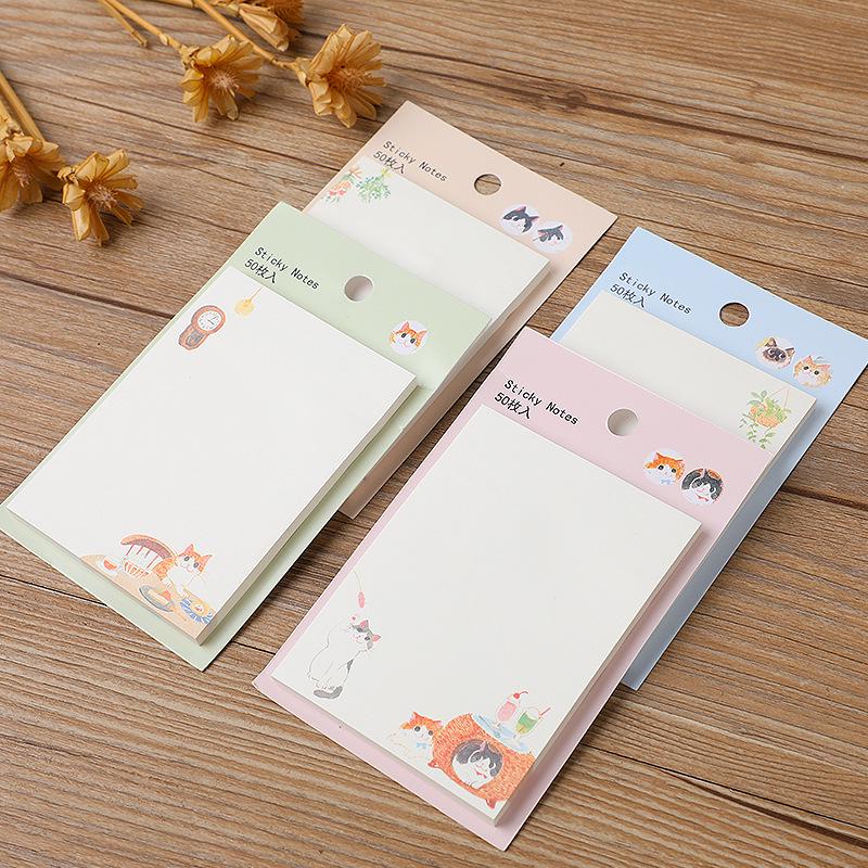Creative Cartoon Cat Sticky Notes - Cute Memo Notepad for Messages and Diaries