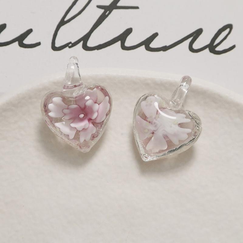 Glass Heart Charm 25x20mm Small Love Heart Shape Pendants for Women DIY Love Jewelry Necklaces Making Findings 6-Color