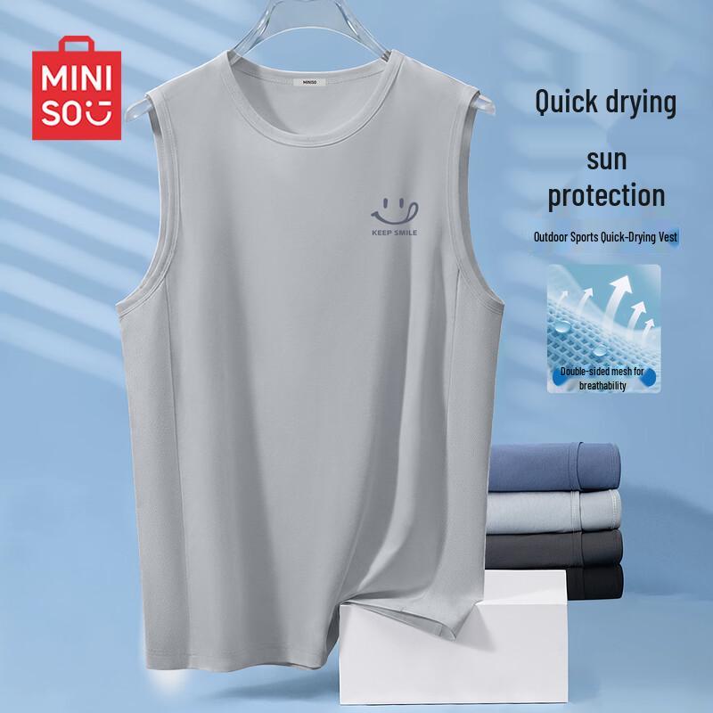 MINISO Men s Quick-Dry Mesh Sports Vest with  Keep Smiling  Logo 4XL