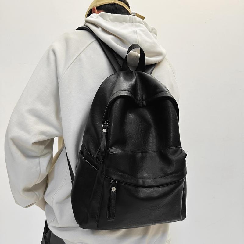 Men's Leather Backpack Large Capacity Travel Backpack Student School Bag Female Computer Bag