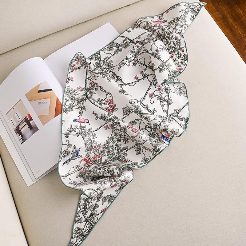New Silk Twill Rhombus Scarf, High-end Light Luxury 100% Mulberry Silk Silk Scarf, Gift Neck Women's Silk Scarf