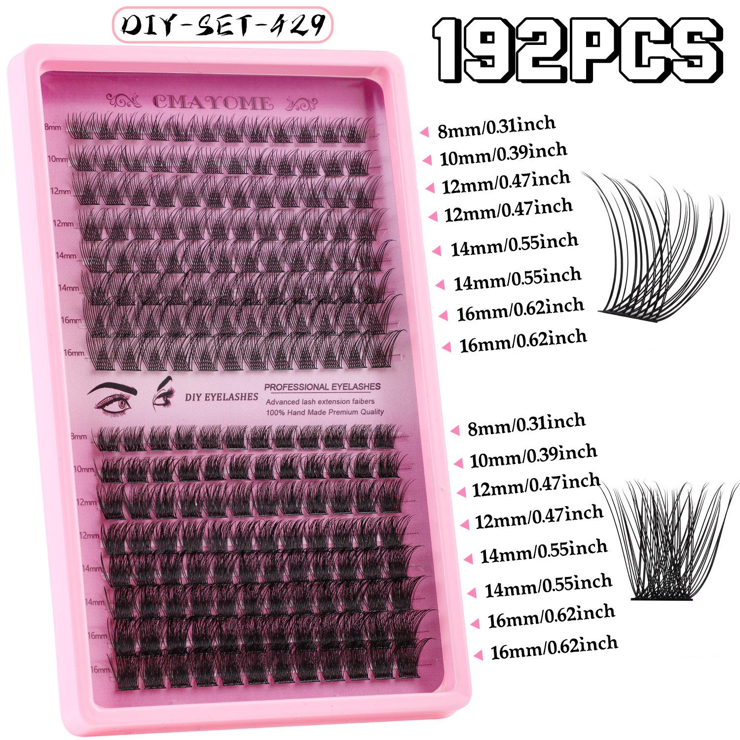 

Набор накладных ресниц Single Cluster 192 пучка C изгиб 8-18 мм DIY Сегментированное наращивание Густые ресницы