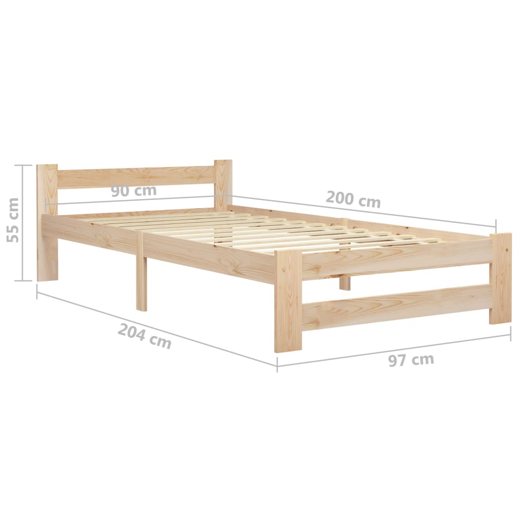 Solid Pine Wood Bed Frame 90 X 200 Cm
