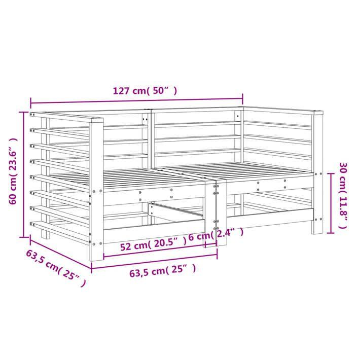 VidaXL Canapés d'Angle de Jardin 2 pcs, Sièges avec Dossier, Meubles de Terrasse Patio Arrière-cour Balcon Extérieur, Bois 825638
