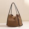 IELGY French Large-Capacity Straw Bag Solid Color Woven Bag