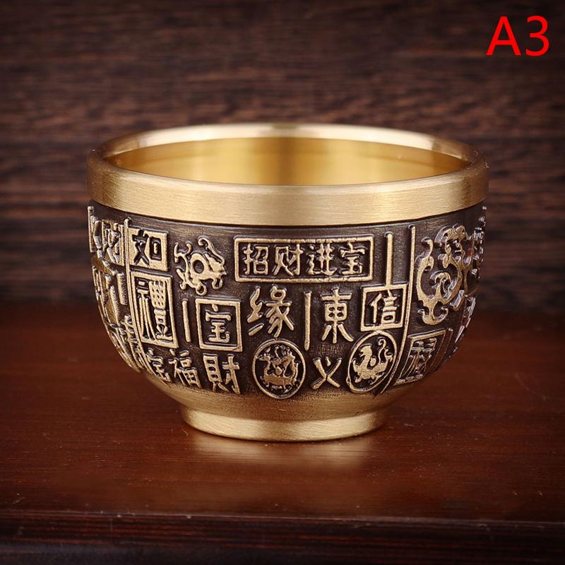 Good Luck Phoenix Cylinder Ornament Traditional Hand Carved Brass Drinking Cup Pure Brass Brass Feng Shui Bowl Lucky Ornament