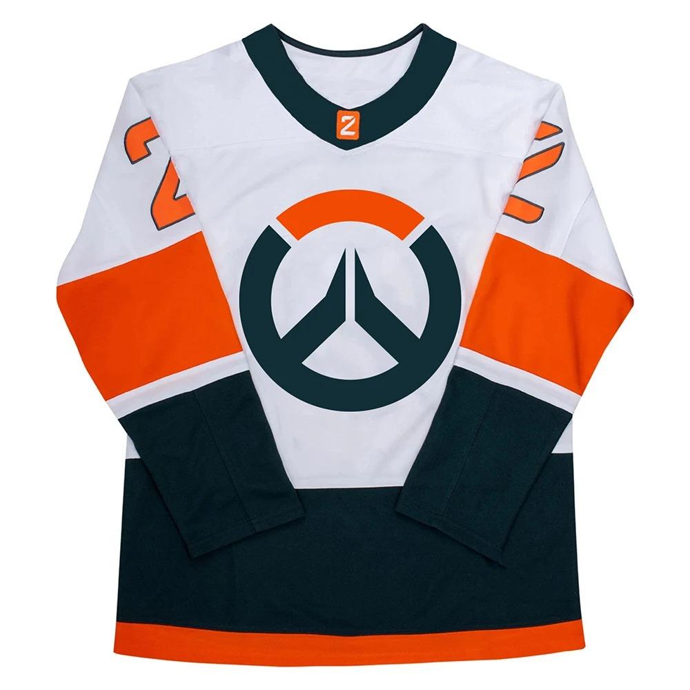 Overwatch 2 Hockey Jersey Long Sleeve V-neck Loose Unisex Tees Casual Streetwear Hot Game Design 3D Printing T Shirt Mens and womens clothes