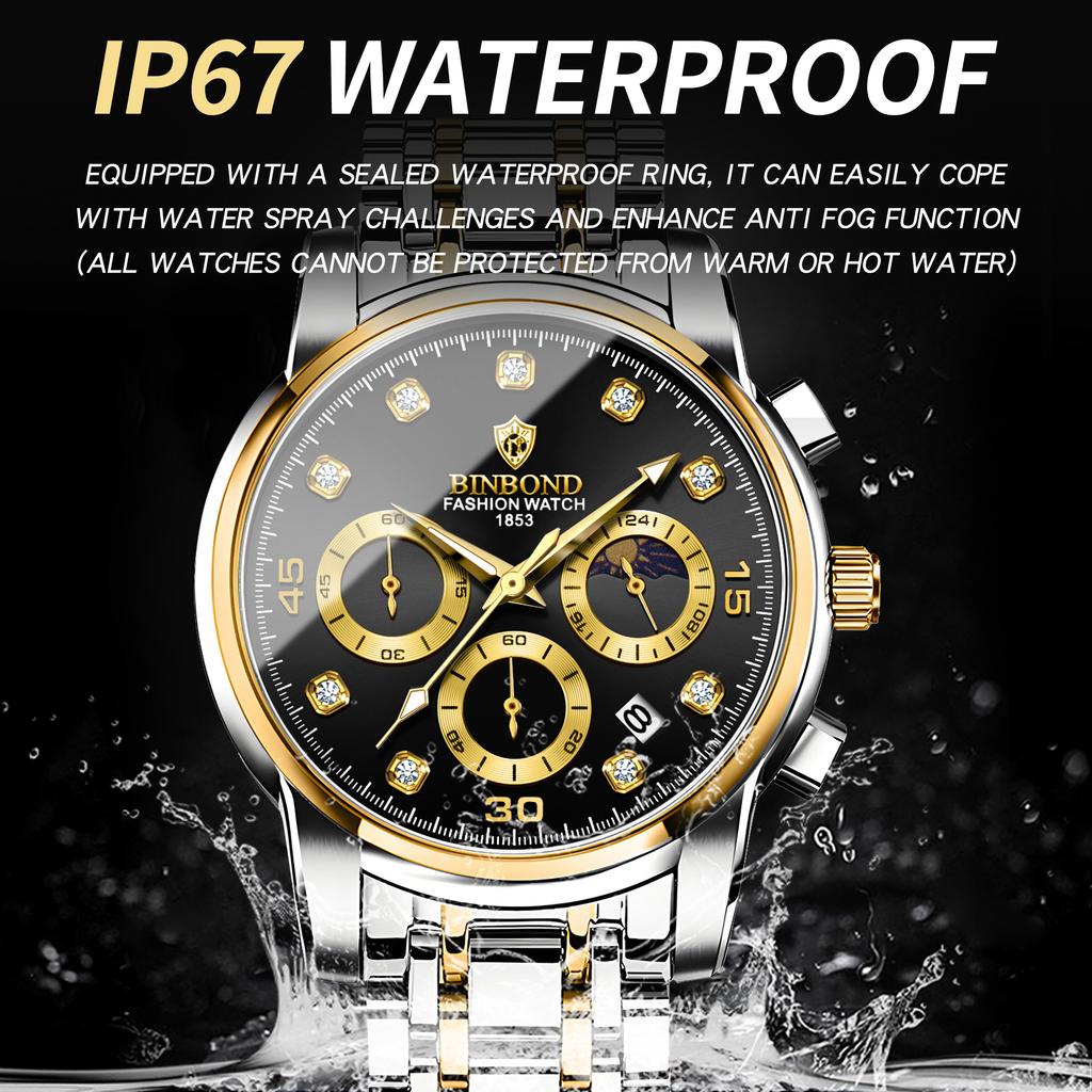 BINBOND Chronograph Automatisches Datum Luxus Quarzuhren Für Männer Leuchtend Präzise Wasserdicht Langlebig Herrenuhr Lässig Reloj