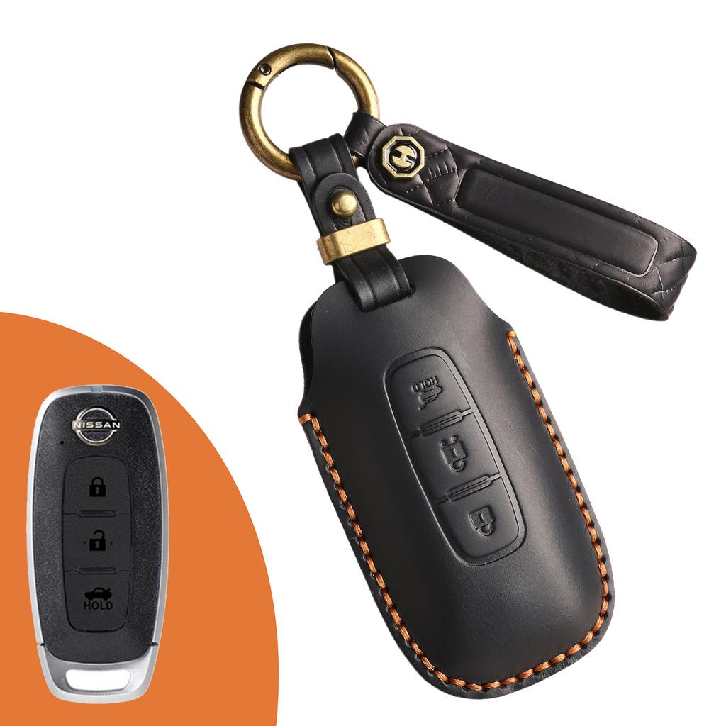 The Retro Key Cover Is Suitable for the New Nissan Xuanyi Teana Exploration Lu Qashqai Qijun Jinke Genuine Leather Keychain.