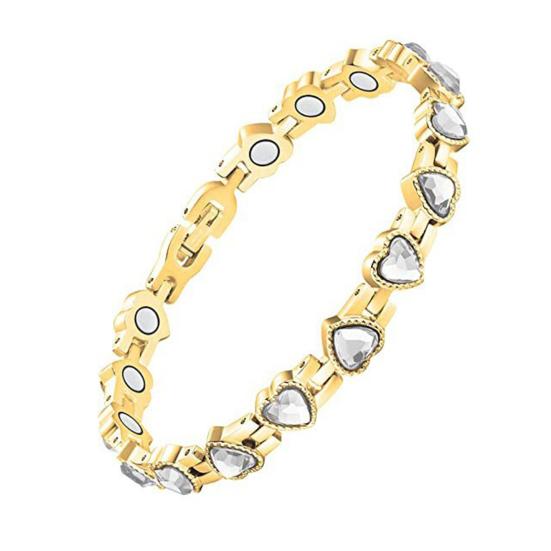 Bracelet Sparkling Cubic Zirconia Heart Shape Women Bracelet Lightweight Magnetic Therapy Bracelet with Secure Clasp