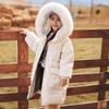 Children's Down Jacket Mid-length Girls New Winter Thickened Large Fur Collar Medium and Large Children's Cotton Jacket