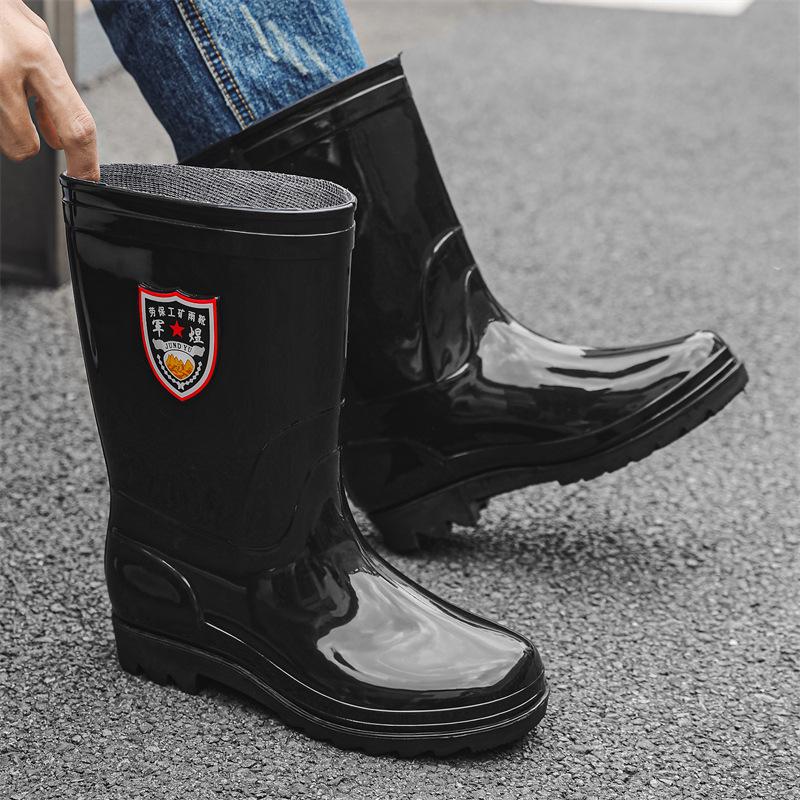 

Мужские водонепроницаемые резиновые сапоги средней высоты - Нескользящая обувь для улицы, кухни или строительства 41