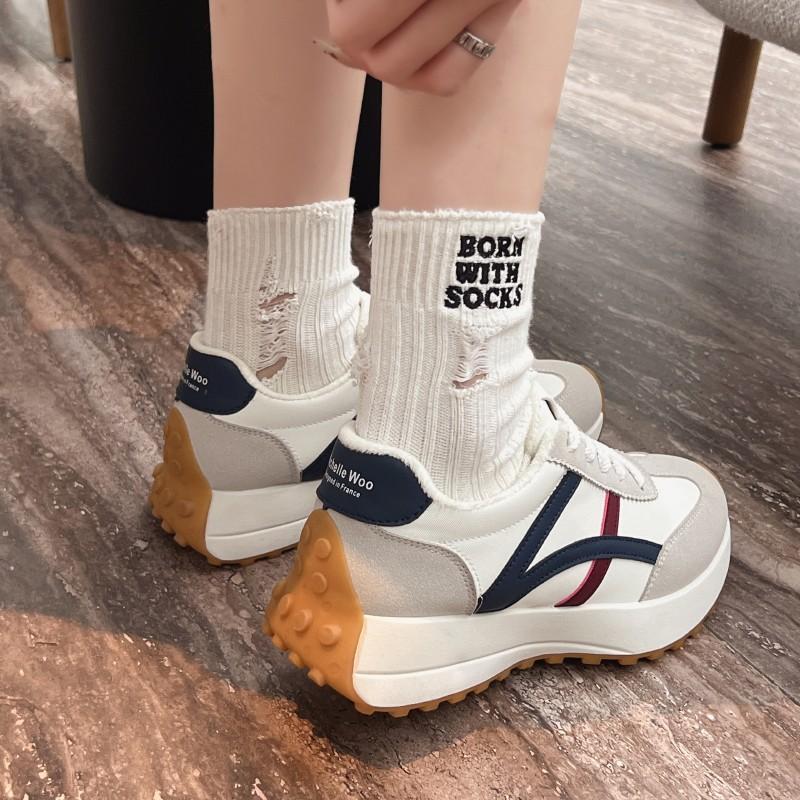 Forrest Gump shoes women's 2025 spring new thick-soled heightening dad shoes waffle small waist casual shoes versatile German training shoes