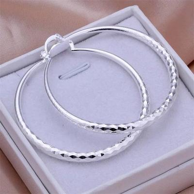 925 Silber große Ohrringe Damen Damen 5cm rund hochwertige Mode Hochzeit schöner Schmuck