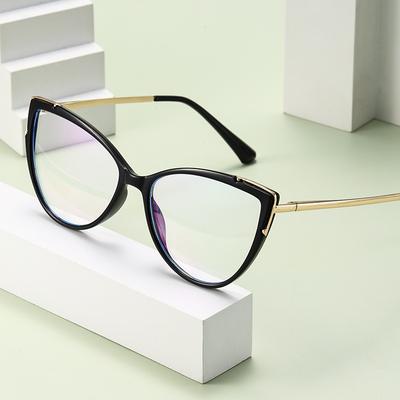 6208 Cat'S Eye Spring Foot Personalized Glasses Frame, New Fashionable Anti-Blue Light Plain And Versatile Flat Glasses