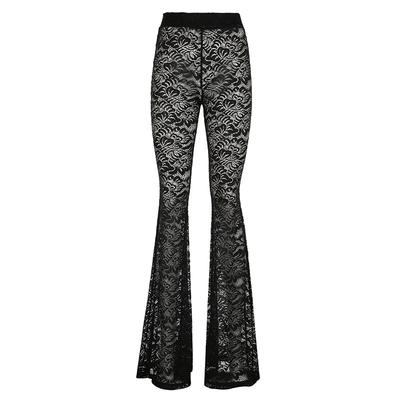 Stile Dark di Nicchia Sexy Pizzo Prospettico Vita Alta Pantaloni a Zampa d'Elefante Hottie Americana Personalizzati Vita Elastica Pantaloni Versatili