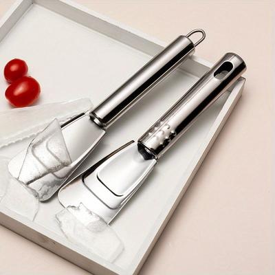 2PCS Stainless Steel Ice Scoop, Ice Cream Scoop, Multi-purpose Kitchen Tool, Refrigerator Cleaning, De Icing Scoop