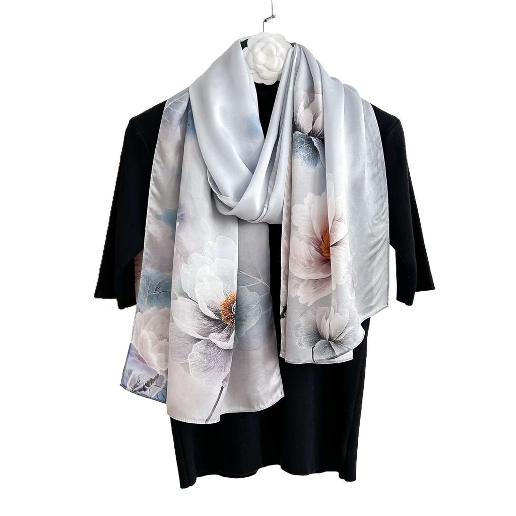 100% Pure Real Silk Scarf Women Neck Shawls Wraps Foulard Scarves Pashmina Female Hijab Bandana Kerchief Luxury Schals Bufandas