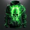 New Trend Skull Tie-dye Hoodie Autumn And Winter Street Hip-hop Style Personality Sweatshirt Men's Super Loose Casual Pullover
