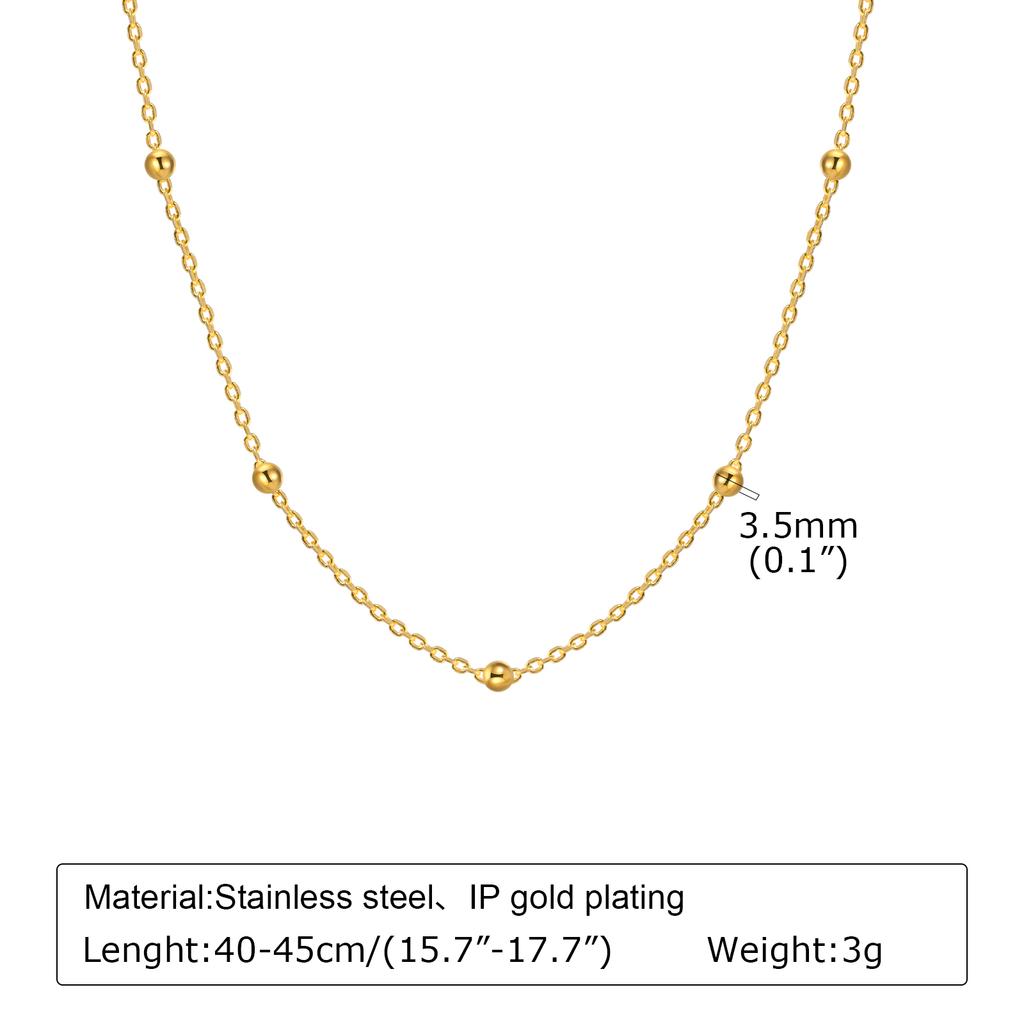 Classic Square Handmade Chain Necklace for Women,Stainless Steel Round Snake Chain Choker Necklace,Water Wave Bead Chain Jewelry
