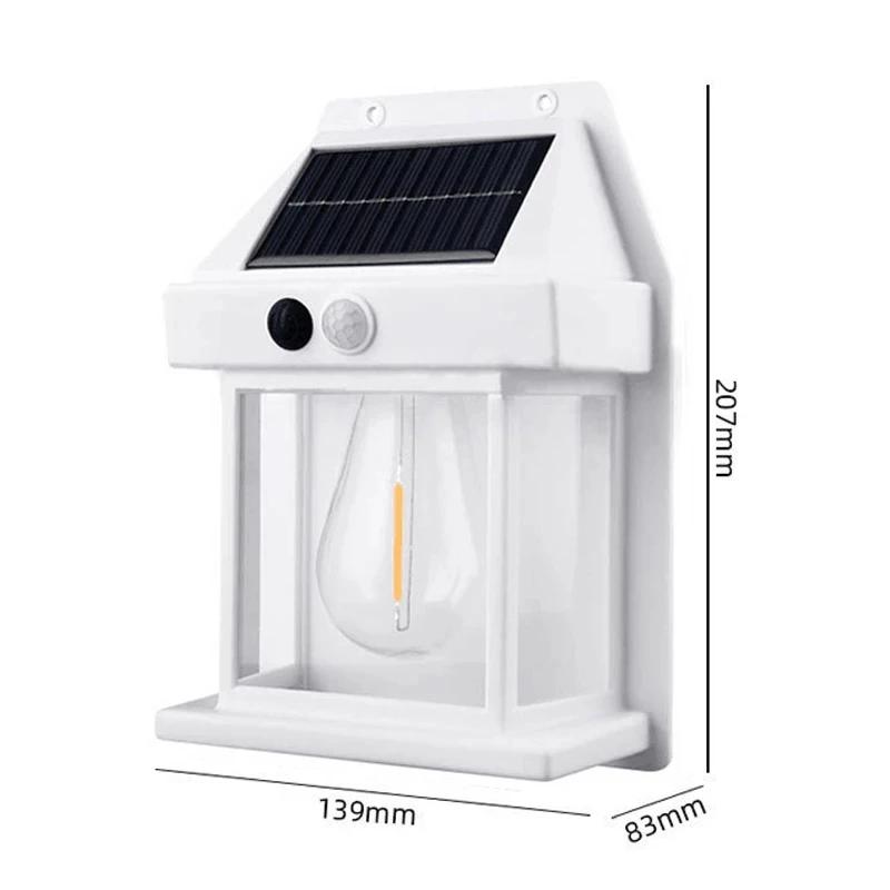 Outdoor Solar Tungsten Wall Light with Motion Sensor Waterproof LED Safety Light for Patio Outdoor Deck Porch Barn Garage