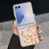 Magnetic Phone Case For Samsung Galaxy Z Flip 7 FE 7 6 5 4 Flip7 Flip6 Flip5 For Magsafe Artistic Flower Painting Clear PC Cover