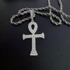 Egyptian Ankh Cross Pendant Necklace Iced Out Moissanite Hip Hop Copper Jewelry For Men Women