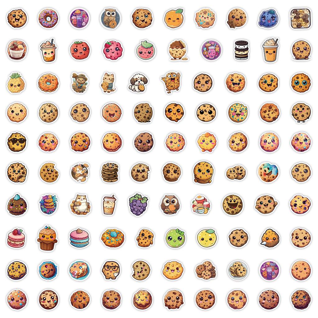 100 Cute Cookies Graffiti Stickers Computer Mobile Phone Water Cup Decoration Stickers Waterproof Creative Children's Stationery Stickers