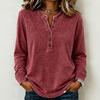 Camicia da Donna Retro a Maniche Lunghe Scollo a V Bottoni Vestibilità Larga Usurata Top