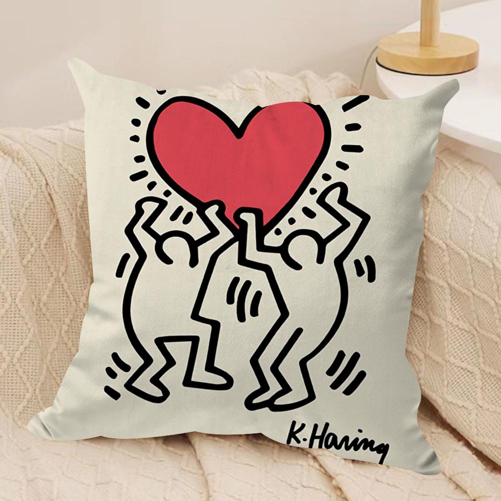 KKeith Art Exhibition Cushion Cover Silky Short Plush Invisible Zipper Dustproof Sofa Pillow Case For Home Decor