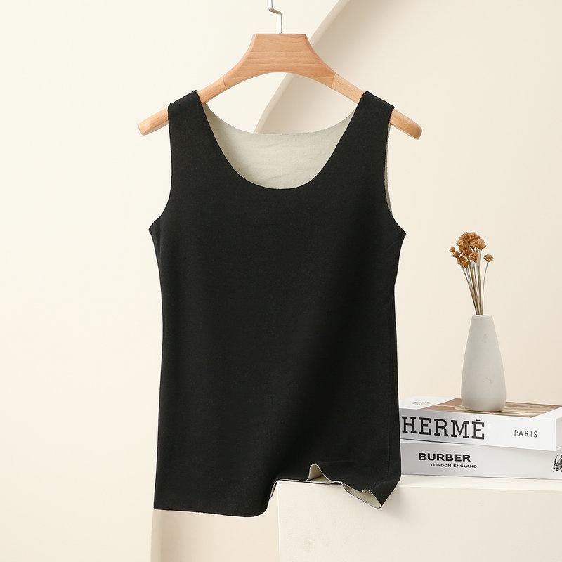 Women's AB Side Double Fleece Round Neck Thermal Tank Top Slim Base Layer Vest M-2XL