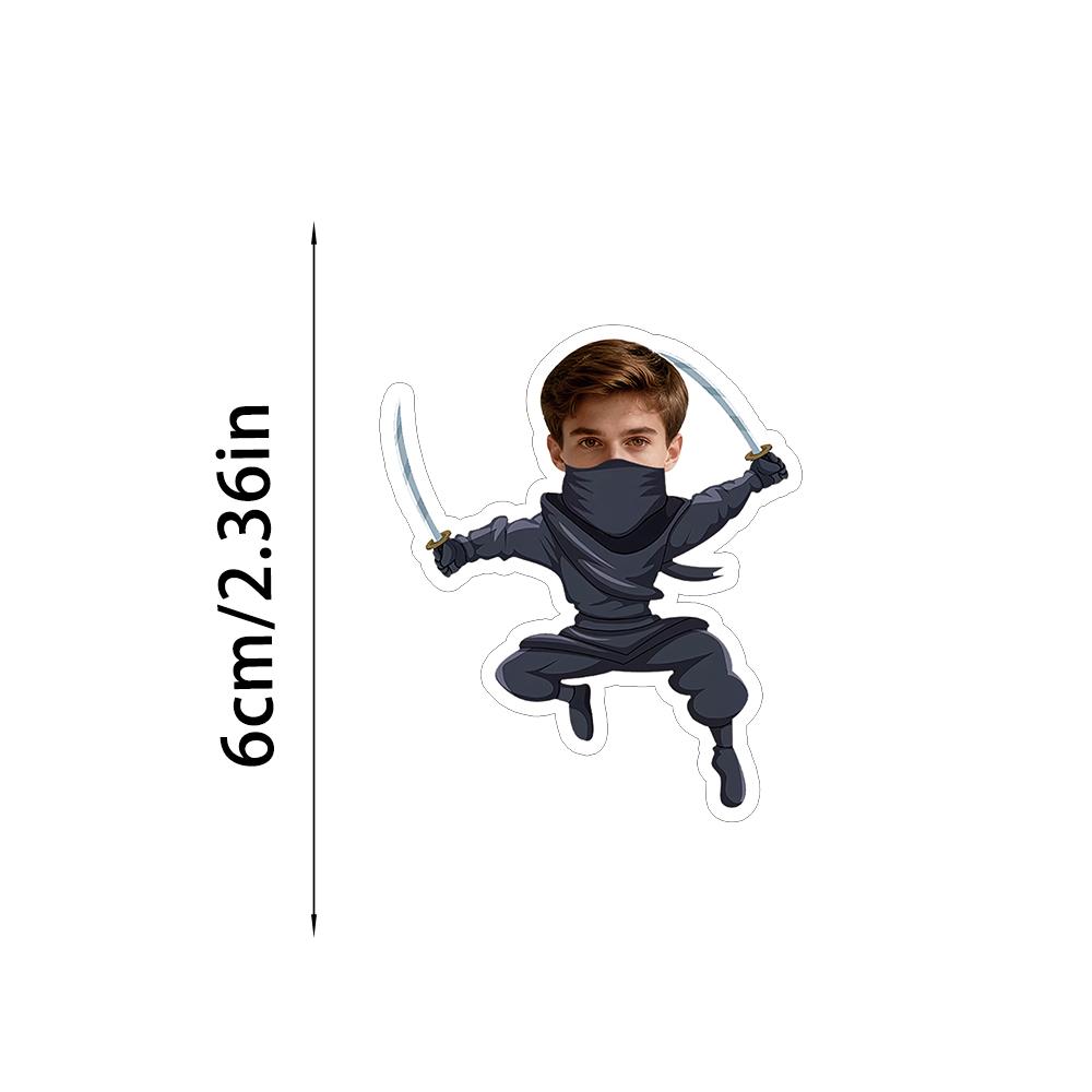 Customized facial ninja stickers, perfect for ninja enthusiasts birthday decorations, samurai themed stickers 25pcs