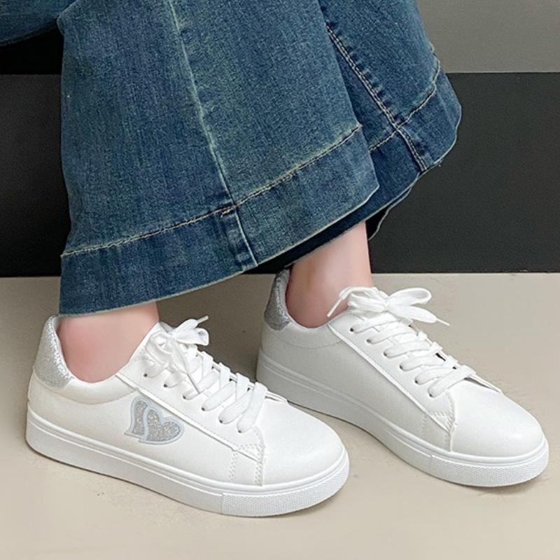 

Новые женские повседневные туфли Модные женские кроссовки с принтом «Любовь» Удобные шнурованные кроссовки для бега Легкие нескользящие женские кроссовки Tenis Плоские женские туфли 35 серебряный