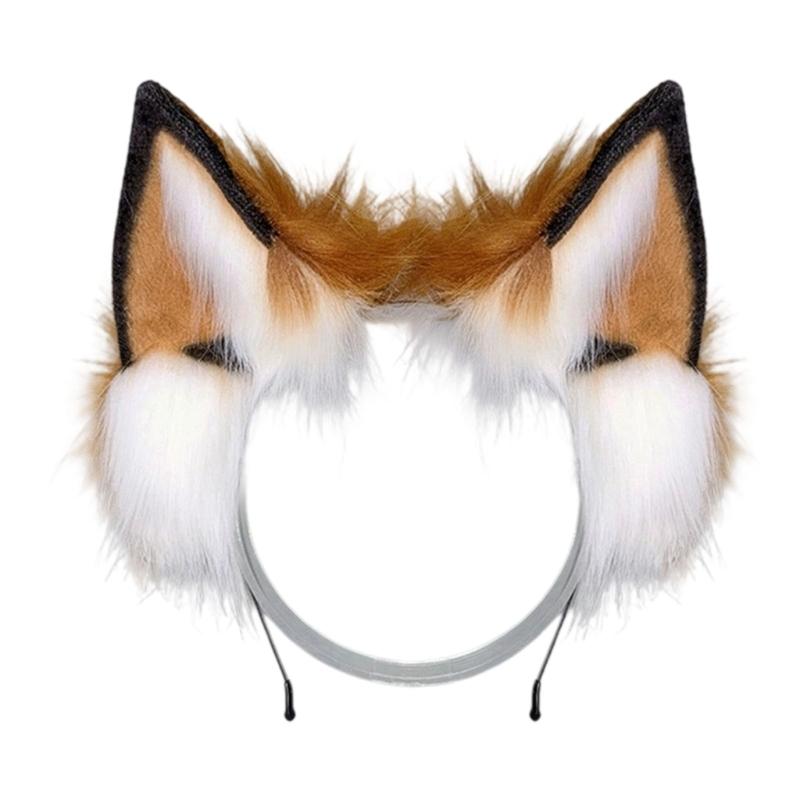 Halloween Foxes Ear Headpiece With Plush Tail Accessory Soft Furry Plush Costume Accessory For Family Parties