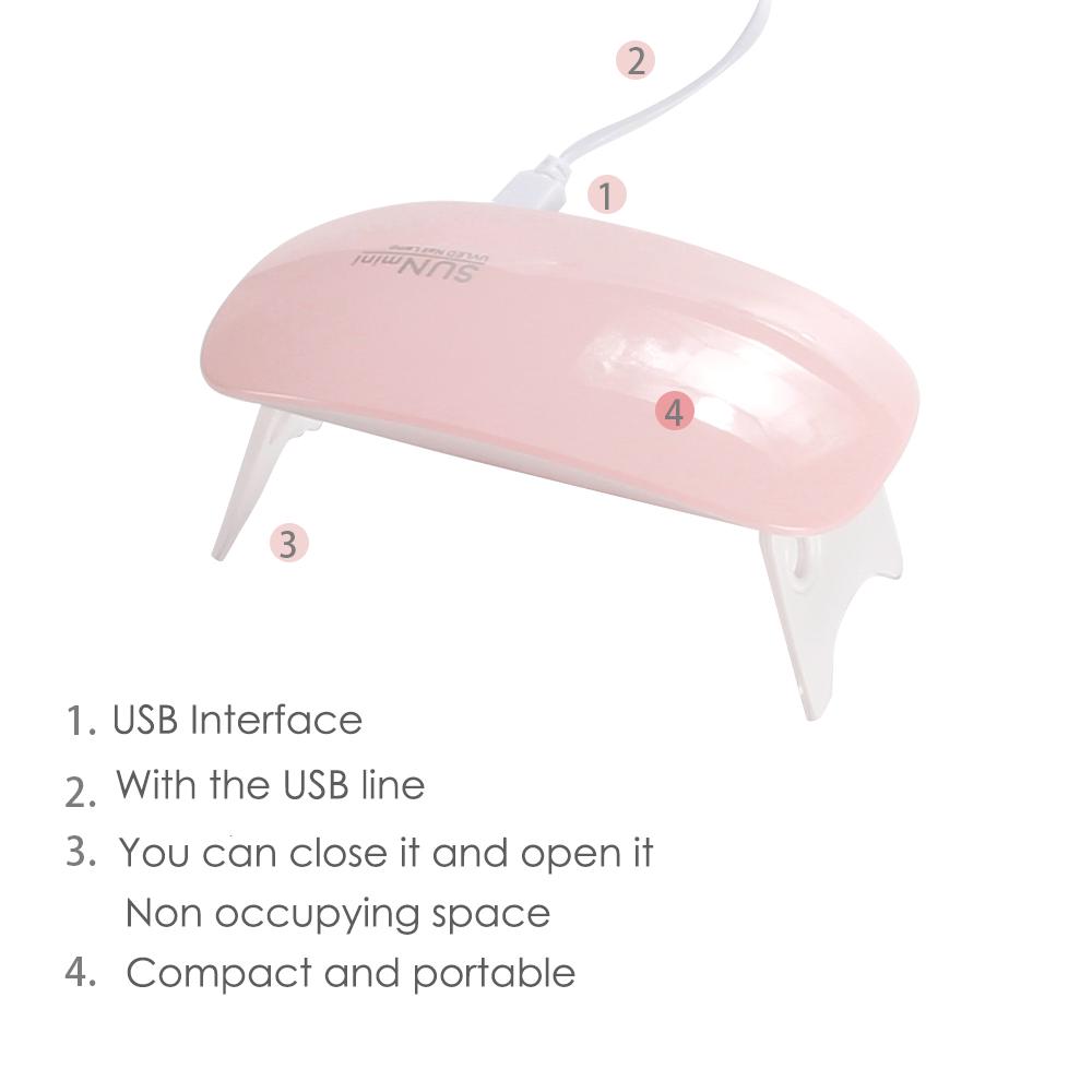 Sun Mini 6W UV LED Lampă uscător de unghii Cablu USB portabil Lampă pentru lac de unghii Instrument pentru unghii cu gel Uscător de unghii