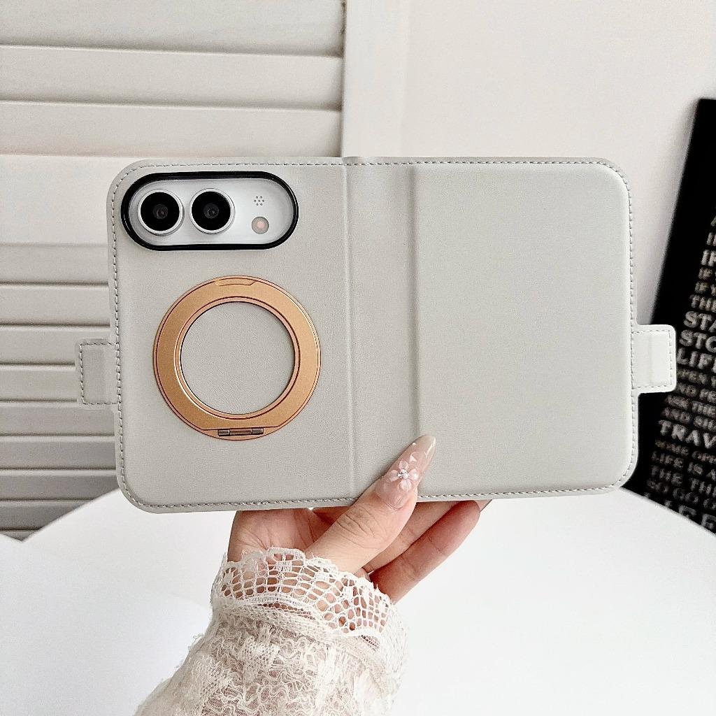 360°Rotating For Magsafe Magnetic Kickstand Phone Case for iPhone Duo Bracket Hinge Protection Wallet Card Slot Holder Cover