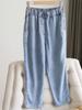 Women Spring and Summer Plus Size Jeans Elastic Waist Solid Color Loose Harem Pants Plus Size Wide Leg Baggy Trousers