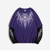 Dlouhé tričko v tmavém punkovém stylu s graffiti vzorem trnů a barevnými bloky: Oversized unisex top subkultury High-Street