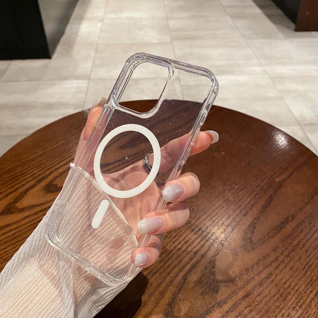 IPhone 16E Antibacterial Flash Powder Suitable for Apple 16Pro Mobile Phone Case 15 Acrylic Magnetic 14promax Anti-fall