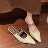 Fashion Mid Heels Women Slippers Designer Pointed Toe Shoes Fad Wedges Slingback Sandals 2025 Summer Elegant Slides New Brand Zapatillas