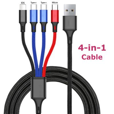 Cavo multi carica 4 in 1 per iPhone 14 13 12 15Pro Max Mini Cavo di ricarica rapida Micro USB tipo C 3 in 1 per Android iPhone Huawei