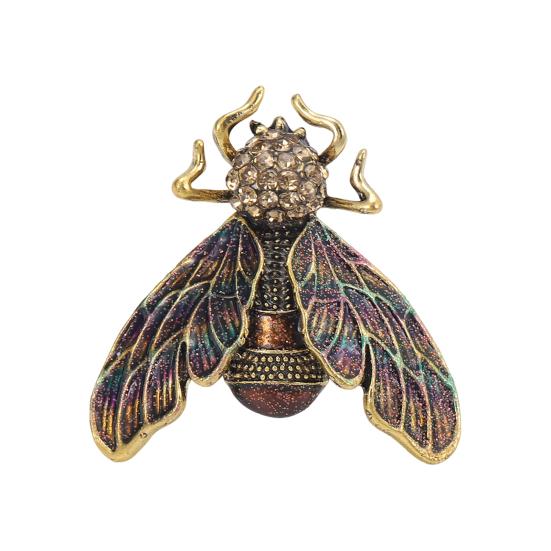 Animal Shape Brooch Rhinestones Inlaid Enamel Pin Vivid Appearance Coat Lapel Bag