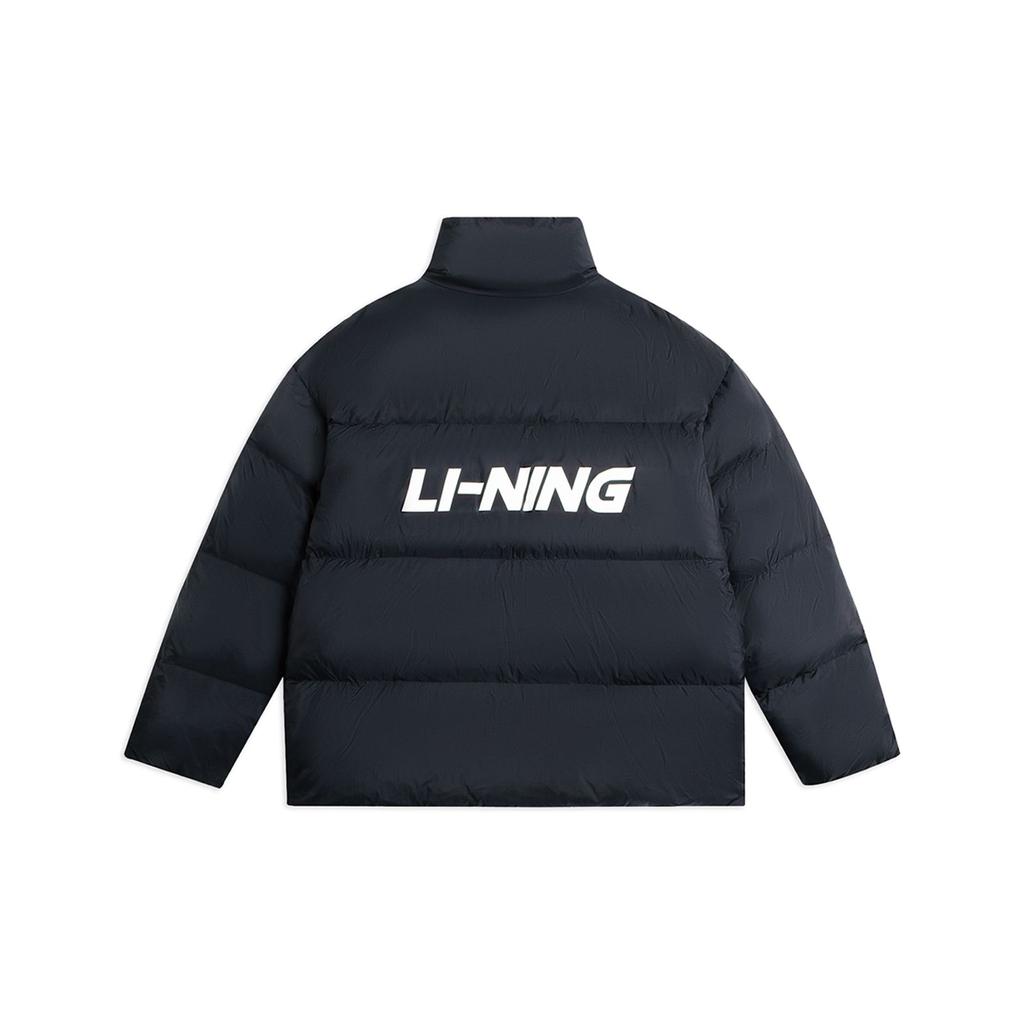 LiNing Logo Casual Short Stand Collar Down Jacket Winter Unisex Outerwear Black AYMS337-1