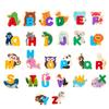 Holz Kinder Cartoon Tiere 26 Buchstaben Großbuchstaben Wörter Kognition Frühe Bildung Puzzle Spielzeug