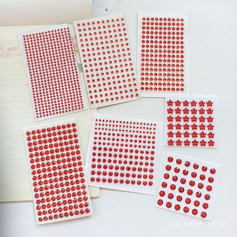 Sticker Beautiful Acrylic Red 3-4-5-6-8mm Double-sided Tape Bottom Decorative Face Sticker Single Round Diamond Beauty Mole