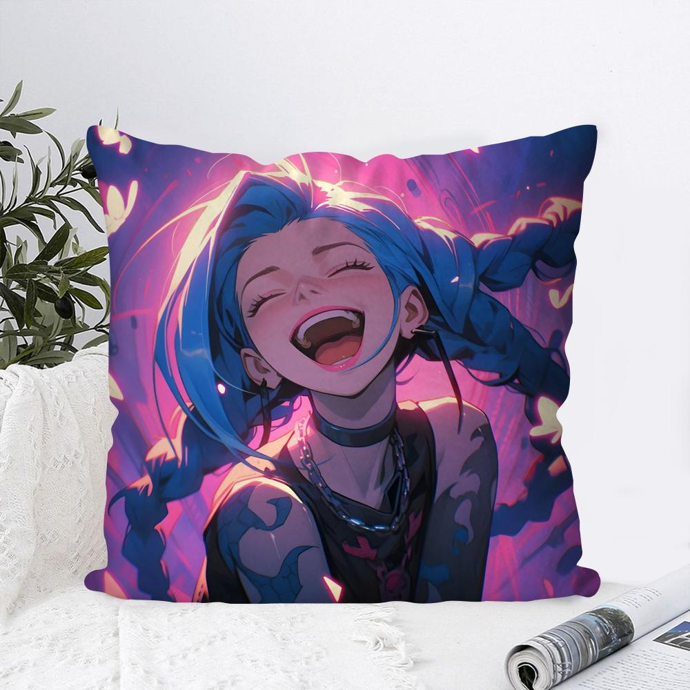 J-Jinx Animated Game Character Pillow Case Square Pillow Bedroom Sofa Leisure Comfort Cushion Car Living Room Home Decoration