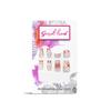 Secret Lives Artificial Translucent Pinkish Wine Color with 3D White Flowers Pearl and Glitter Fake False Press On Nails 24 Pieces with Kit